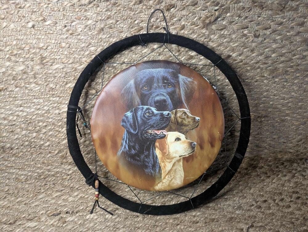 Hidden Labs Dogs Pets Canvas Dream Catcher Wall Hanging Home Decor 17.5"